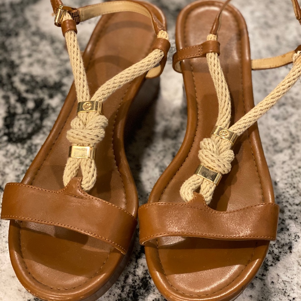 MK Rope and Leather platform sandals, size 9